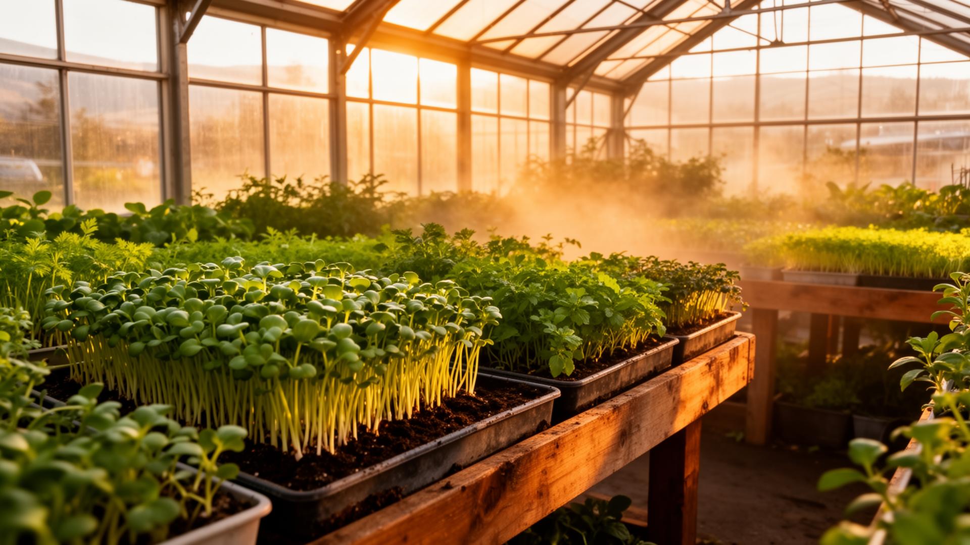 Inside our geothermal greenhouses at Fresh Green Organics